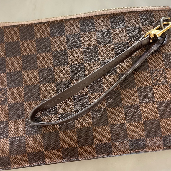 🌿authentic Louis Vuitton neverfull mm pouch damier ebene w pink ballerine - Picture 2 of 5